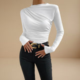 Selara Bay | Women's Ruched Long Sleeve Mock Neck Top