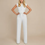 Selara Bay | Women's Belted Wide Leg Jumpsuit