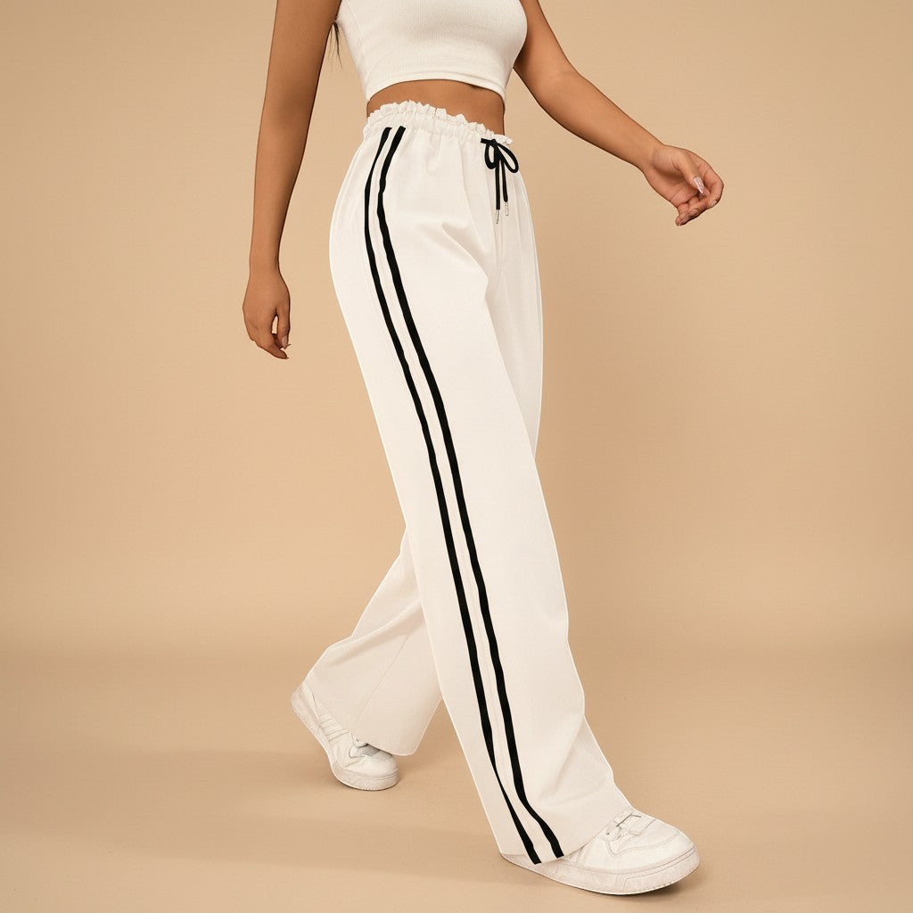 Selara Bay | Women's Wide Leg Side Stripe Track Pants