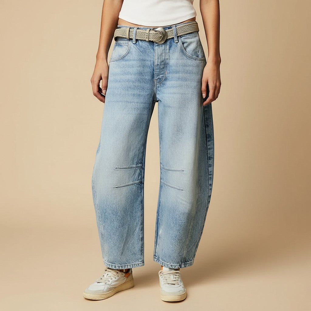Selara Bay | Women's Leopard Print Wide Leg Jeans