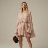 Selara Bay | Women's High Neck Ruffle Mini Dress